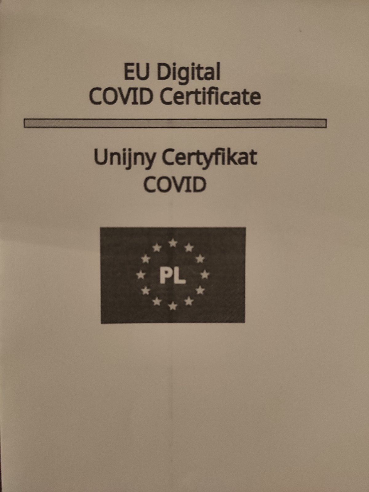 COVID certificate